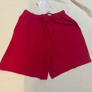 Claudia Barnes NWT Vintage Red Size XL  Textured Cotton Shorts w/ Side Pockets